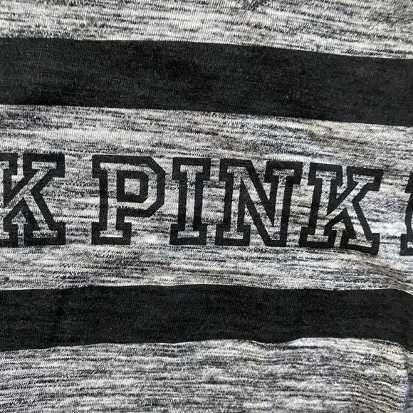 VS PINK. V-neck t-shirt.  Grey w/ black.  XS - Picture 7 of 8
